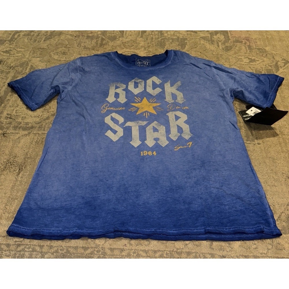 New Seven7 Mens Sz‎ xl x-large Short Sleeve Rock Star Blue Shirt